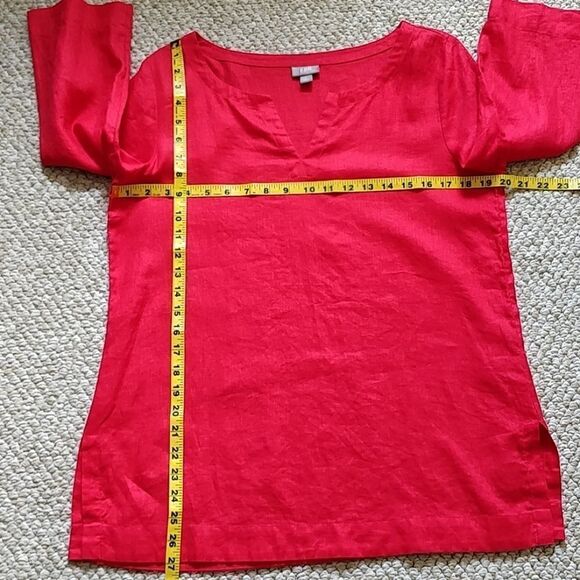 J.Jill split v-neck linen red tunic sz S - Picture 10 of 11